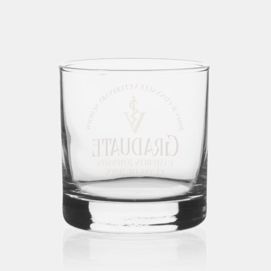 Maroon Gold Veterinary School Afstuderen Custom Whisky Glas (Achterkant)