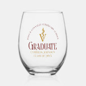 Maroon Gold Veterinary School Afstuderen Custom Wijnglas Zonder Voet (Voorkant)