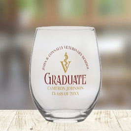 Maroon Gold Veterinary School Afstuderen Custom Wijnglas Zonder Voet