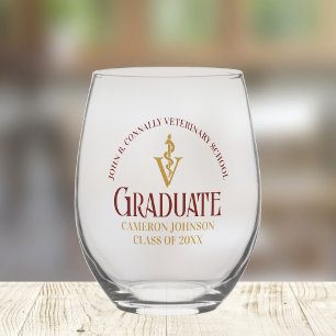 Maroon Gold Veterinary School Afstuderen Custom Wijnglas Zonder Voet