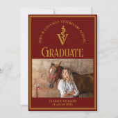Maroon Gold Veterinary School Foto Afstuderen Aankondiging (Voorkant)