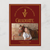 Maroon Gold Veterinary School Foto Afstuderen Aankondigingskaart (Voorkant)