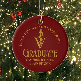 Maroon Gold Veterinary School Foto Afstuderen Keramisch Ornament