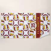 Maroon Gold Volleybal Team Kleuren Sportief Strandlaken (Voorkant)