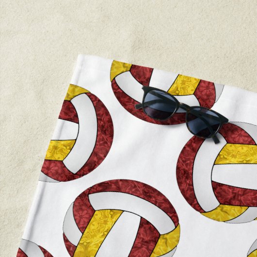 Maroon Gold Volleybal Team Kleuren Sportief Strandlaken (In situ)