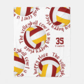 maroon gold volleyball court happy place fleece deken (Voorkant)