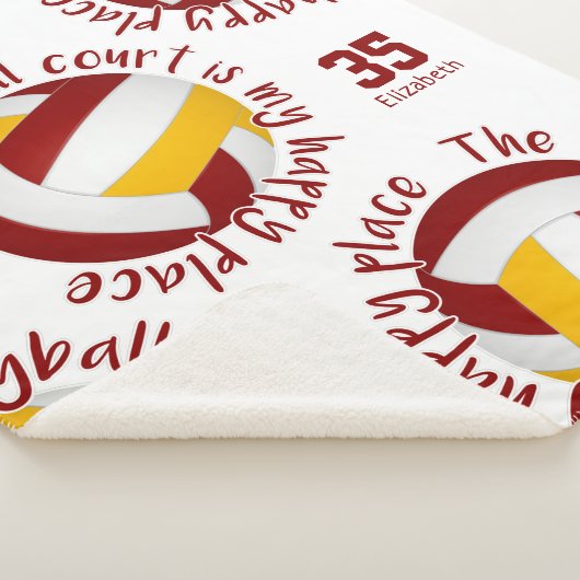 maroon gold volleyball court happy place sherpa deken (3/4)