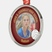 Maroon Gold Volleyball Player Photo Christmas Metalen Ornament (Links)