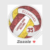 maroon gold volleyball w school mascot name sticker (Vel)