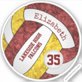 maroon gold volleyball w school mascot name sticker (Voorkant)