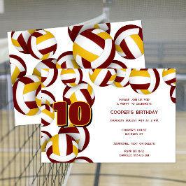 Maroon Gold Volleyballs Jongens Meisjes Verjaardag Kaart