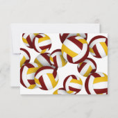 Maroon Gold Volleyballs Jongens Meisjes Verjaardag Kaart (Achterkant)