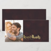 Maroon Gold Wedding Foto Love & Bedankt Hartelijk  (Voorkant / Achterkant)