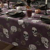 Maroon Gotische schedels en Rozen Halloween Tafelkleed