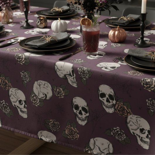 Maroon Gotische schedels en Rozen Halloween Tafelkleed