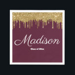 Maroon & Goud Afstudeerfeest Jaar 2024 Papier Servet<br><div class="desc">afstudeerfeest papieren servetten servet,  klas van 2024 feest eenheid,  aangepaste traktatie gunst weg goody,  gepersonaliseerde afgestudeerde naam script 2025,  aangepaste viering aanpassen phd jd,  master verpleegkundige ma ms md,  afstudeer bijeenkomst vieren leraar,  medisch bachelor med dokter verpleging,  middelbare school universiteit universiteit mba,  kleuterschool cpa midden maroon goud</div>