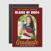 Maroon Goud Afstuderen Fotoklasse van 2024 Magneet (Voorkant / Achterkant)