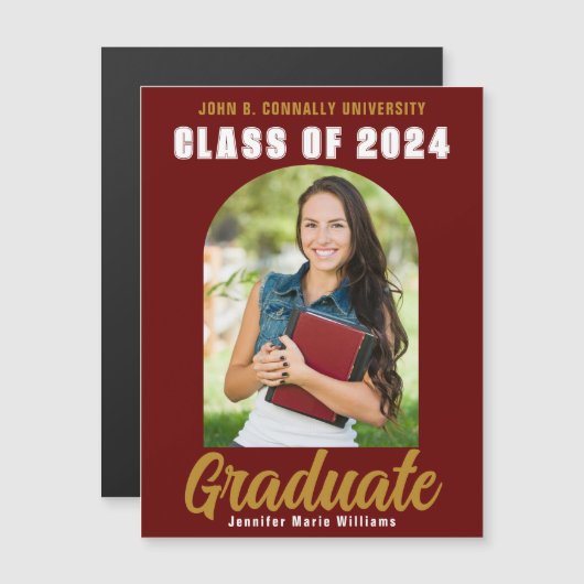 Maroon Goud Afstuderen Fotoklasse van 2024 Magneet (Voorkant / Achterkant)
