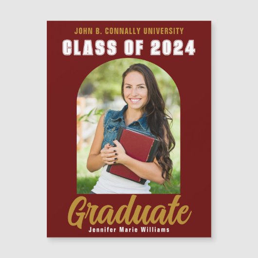 Maroon Goud Afstuderen Fotoklasse van 2024 Magneet (Voorkant)