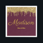 Maroon & Goud Afstuderen Party Klasse van 2024 Pap Servet<br><div class="desc">afstuderen Afstudeerfeest Papier servetten servet,  klasse van 2024 Party Uni,  aangepaste traktatie gunst om-go goodie,  gepersonaliseerde naam script 2025,  aangepaste viering aanpassen PhD JD,  hoofdverpleegkundige Ma MS MD,  afstudeerder Get-Together vieren Rechtendocent,  medische bachelor Med Doctor Nursing,  middelbare school University MBA,  kleuterschool CPA Middle Maroon Gold</div>