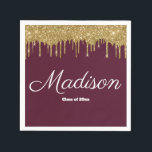 Maroon & Goud Afstuderen Party Klasse van 2024 Pap Servet<br><div class="desc">afstuderen Afstudeerfeest Papier servetten servet,  klasse van 2024 Party Uni,  aangepaste traktatie gunst om-go goodie,  gepersonaliseerde naam script 2025,  aangepaste viering aanpassen PhD JD,  hoofdverpleegkundige Ma MS MD,  afstudeerder Get-Together vieren Rechtendocent,  medische bachelor Med Doctor Nursing,  middelbare school University MBA,  kleuterschool CPA Middle Maroon Gold</div>