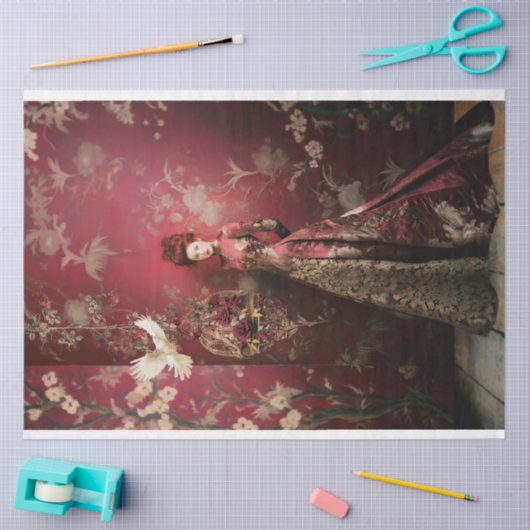 Maroon & Goud, bescheiden Elegante Vrouw Tissuepapier (Craft)