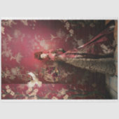 Maroon & Goud, bescheiden Elegante Vrouw Tissuepapier (Voorkant)