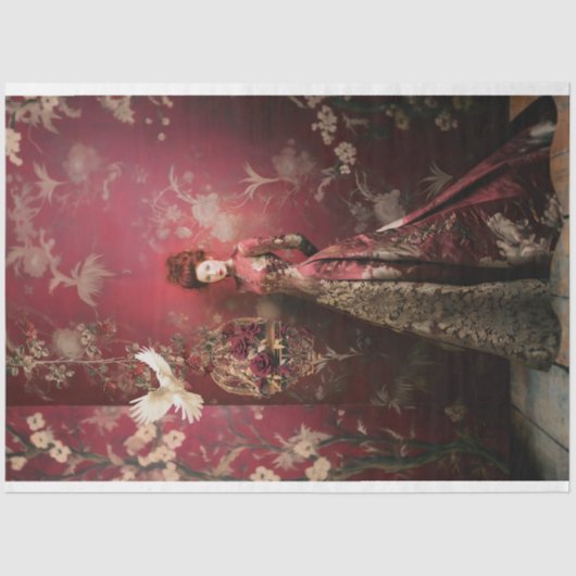 Maroon & Goud, bescheiden Elegante Vrouw Tissuepapier (Voorkant)