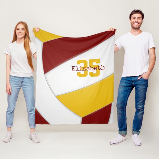 maroon goud en witte meisjes volleyball op maat fleece deken (In situ)