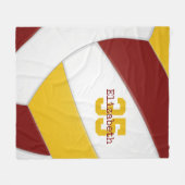 maroon goud en witte meisjes volleyball op maat fleece deken (Voorkant (Horizontaal))