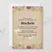 Maroon Goud Flora Perkament 40e Verjaardag Kaart (Achterkant)