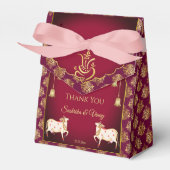 Maroon goud Ganesha Gomata Indiase trouwgunsten Bedankdoosjes (Voorkant Zijde)