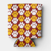 Maroon & Goud Herhalende Pawprint Blikjeskoeler (Voorkant)