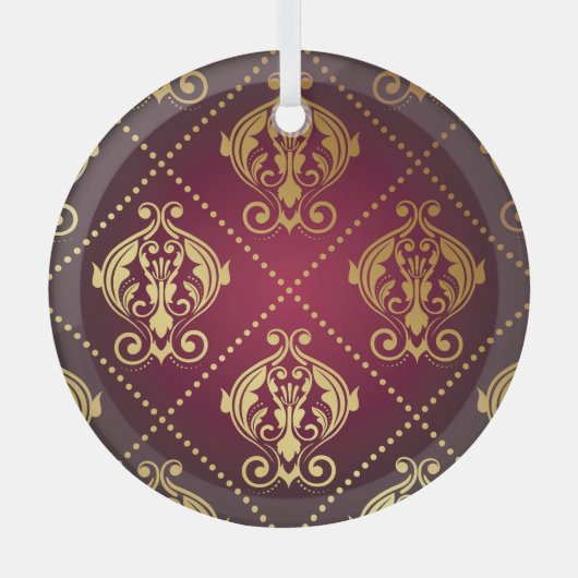 Maroon Goud Ornament behang (Voorkant)
