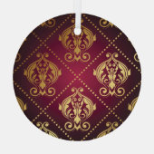 Maroon Goud Ornament behang (Achterkant)