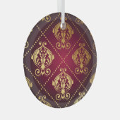 Maroon Goud Ornament behang (Voorkant Rechts)