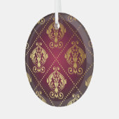 Maroon Goud Ornament behang (Voorkant links)