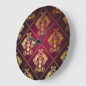 Maroon Goud Ornament behang Grote Klok (Hoek)