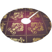 Maroon Goud Ornament behang Kerstboom Rok (Gekanteld)