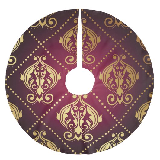 Maroon Goud Ornament behang Kerstboom Rok (Voorkant)