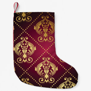 Maroon Goud Ornament behang Kleine Kerstsok