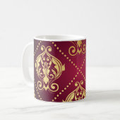 Maroon Goud Ornament behang Koffiemok (Voorkant links)