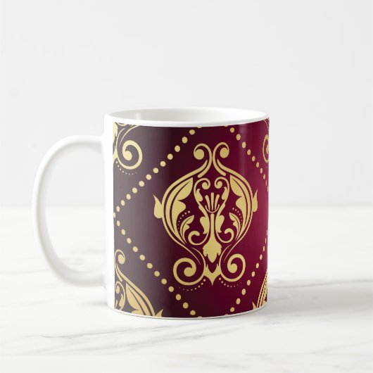 Maroon Goud Ornament behang Koffiemok (Links)