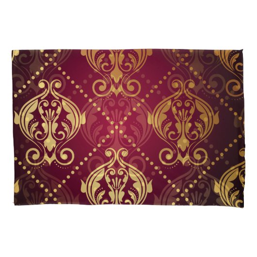 Maroon Goud Ornament behang Kussensloop (Voorkant)