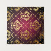 Maroon Goud Ornament behang Wandkleed (Voorkant (horizontaal))