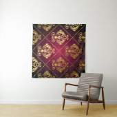 Maroon Goud Ornament behang Wandkleed (In Situ (horizontaal))