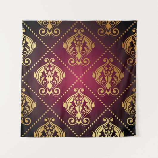 Maroon Goud Ornament behang Wandkleed (Voorkant)