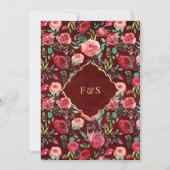 Maroon Goud Rode Rozen Bloemen Moslim Bruiloft Kaart (Achterkant)