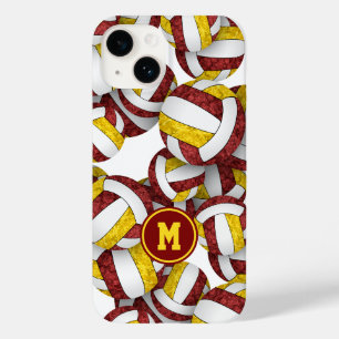Maroon goud team kleuren meisjesachtige volleyball Case-Mate iPhone 14 hoesje
