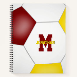maroon goud teamkleuren gemerkte voetbal notitieboek
